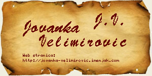 Jovanka Velimirović vizit kartica